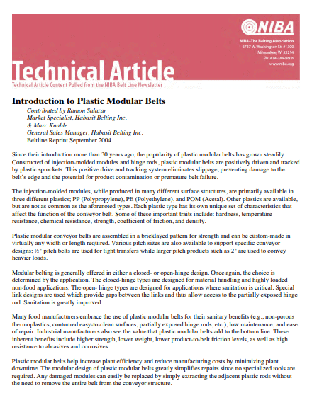 Introduction to Plastic Modular Belts