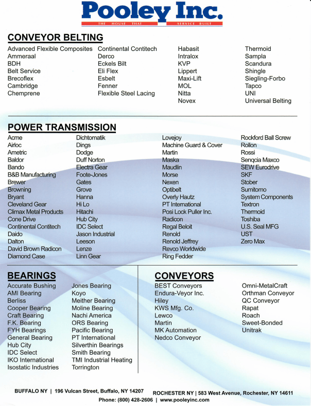 Pooley-MFG Listing Line Card