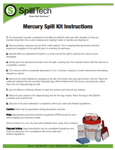 Mercury Spill Kit Instructions STE