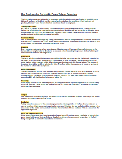 Peristaltic Pump Selection Guide PDF