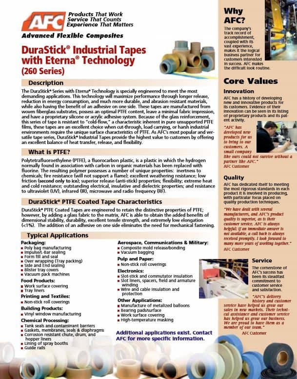 AFC DuraStick Industrial Tapes w/ Eterna Technology 260 Series