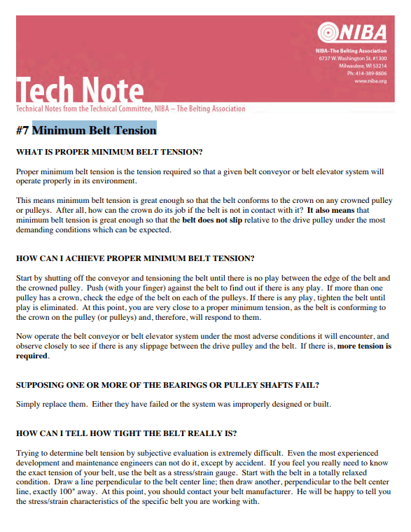 Minimum Belt Tension