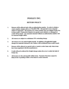 Pooley Return Policy